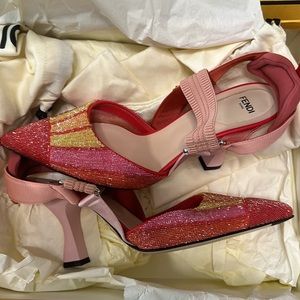 Fendi colibri slingback fabric and embroidery limited edition